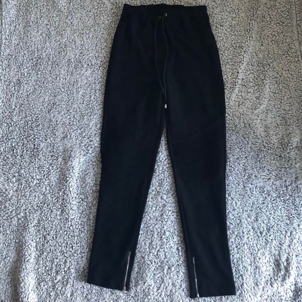 1 LEFT! Suede-Style Moto Joggers in Black - Picture 3 of 7